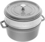 Staub La Cocotte Cocotte mit D&auml;mpfeinsatz 26 cm, rund, Graphit-Grau, Gusseisen