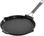 Staub Grill Pans Grillpfanne mit Ausgie&szlig;nase 28 cm, rund, Schwarz, Gusseisen