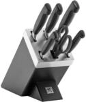 ZWILLING VIER STERNE 7-tlg, Selbstsch&auml;rfender Messerblock, Schwarz