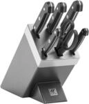 ZWILLING Gourmet 7-tlg, Selbstsch&auml;rfender Messerblock, Grau