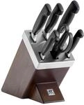 ZWILLING VIER STERNE 7-tlg, Selbstsch&auml;rfender Messerblock, Braun