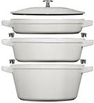 Staub Stackable Set Kochtopfset Stackable 3-tlg, rund, Weisser Tr&uuml;ffel, Gusseisen