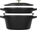 Staub Stackable Set Kochtopfset 2-tlg, rund, Schwarz, Gusseisen