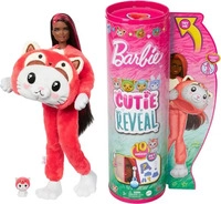 Barbie HRK23-UNIT, Barbie Cutie Reveal Series Panda Kitten Costume Doll Rosa Kinder