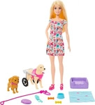 Barbie HTK37-UNIT, Barbie Dog Walker With Wheelchair Doll Rosa Kinder