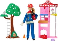 Barbie HRG55-UNIT, Barbie Firefighter With Fire Station And Accessories Doll