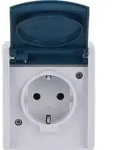 Busch-Jaeger Schuko-Steckdose gr/blgn AP, m.Klappdeckel 20 EW-53