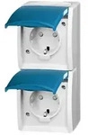 Busch-Jaeger Steckdose,senkrecht,2fach Klappdeckel,erh. Ber 20-02 EBW-53