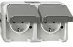 Merten SCHUKO-Doppel-Steckdose lichtgrau MEG2321-8029