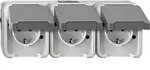 Merten SCHUKO-Dreifach-Steckdose lichtgrau MEG2390-8029