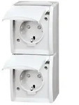 Busch-Jaeger Steckdose,senkrecht,2fach Klappdeckel,erh. Ber 20-02 EBW-54