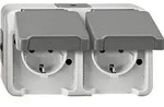 Merten SCHUKO-Doppel-Steckdose lichtgrau, mit BRS MEG2320-8029