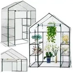 Mini-Gew&auml;chshaus f&uuml;r Balkon und Garten, 4 Metallregale, PVC-Folie, 195 x 143...
