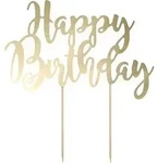 PartyDeco Zapfdekoration f&uuml;r Torte, gold, Happy Birthday KPT11-019M dortis