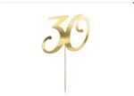 Tortenstecker f&uuml;r 21‐cm-Torte, gold, Zahl &bdquo;30&rdquo;