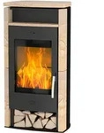 Fireplace Kaminofen Zeitbrandofen Santiago Sandstein schwarz (6 kW)