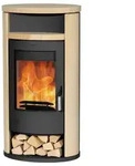Fireplace Kaminofen Zeitbrandofen Alicante Sandstein mit Teefach schwarz...