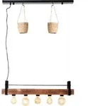 Brilliant Bankwood Pendelleuchte 5flg schwarz/holzfarben
