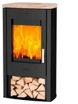 Fireplace Kaminofen TUVALU 6 kW Sandstein Top Schwarz