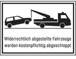 Parkverbotsschild Alu B400xH250 mm Unberechtigt abgestellte Fahrzeuge w. abgeschleppt