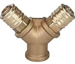 RIEGLER Verteiler 2-fach, Messingmit 2 Kupplungen NW7,2, IG G3/8