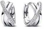 Pandora 293150C01 Damen-Creolen Ohrringe &Uuml;berkreuztes Pav&eacute; Silber