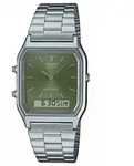 Casio AQ-230A-3AMQYES Armbanduhr Collection Edgy Ana-Digi Silber/Gr&uuml;n