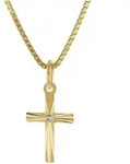 trendor 51954 Kreuz-Anh&auml;nger f&uuml;r Kinder Gold 585 mit Vergoldeter Silberkette
