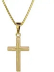 trendor 75276 Kreuz-Anh&auml;nger Gold 585 (14 Kt.) + Goldplattierte Kette, 45 cm