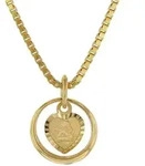 trendor 75120 Taufring mit Amorherz Gold 585 an goldplattierter Silberkette, 42...