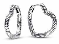 Pandora 292236C00 Charm-Ohrringe für Damen Herz Creolen Silber