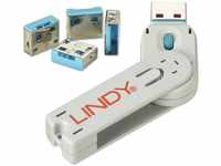 Lindy 40452, Lindy USB Port Blocker - Pack 4, mit Schlüssel Blau