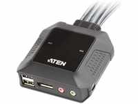 Aten CS22DP, 2-Port KVM-Switch DisplayPort mit USB 2x Klinke, Aten