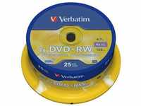 1x25 Verbatim DVD+RW 4,7GB 4x Speed, matt silver 43489