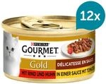 GOURMET Gold D&eacute;licatesse en Sauce mit Rind und Huhn 12x85g