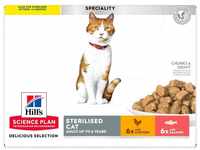 Hill's Science Plan Sterilised Cat Adult Mixpaket Huhn und Lachs 12x85g