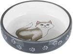 Trixie Keramiknapf Katze f&uuml;r kurznasige Rassen grau/wei&szlig; 0,3 l