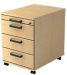 Hammerbacher Rollcontainer 4 Sch&uuml;be abschlie&szlig;bar 428 x 580 x 590 mm Ahorn...