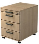 Hammerbacher Rollcontainer 4 Sch&uuml;be abschlie&szlig;bar 428 x 580 x 590 mm Eiche...