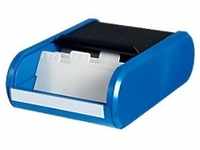helit Visitenkartenbox H6218093 DIN A8 300 Karten Blau, Schwarz 13,6 x 24 x 6,7 cm