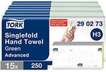 Tork Advanced Papierhandt&uuml;cher H3 V-falz (zick-zack) Gr&uuml;n 2-lagig 290273 15 St&uuml;ck