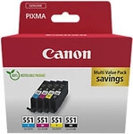Canon 551 Original Tintenpatrone Schwarz, Cyan, Magenta, Gelb 4er-Pack 1267137