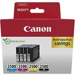 Canon 2500 Original Tintenpatrone Schwarz, Cyan, Magenta, Gelb 4er-Pack 1267141