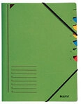 Leitz Ordnungsmappe DIN A4 Gr&uuml;n Karton Mit 7 F&auml;chern 24,5 x 32 cm 3907-GN