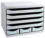 Exacompta Classic Schubladenbox Kunststoff Grau 7 Sch&uuml;be 35,5 x 27 x 27,1 cm DIN A4+