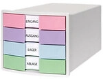 HAN IMPULS Schubladenbox PS (Polystyrol) Wei&szlig; 4 Sch&uuml;be 28 x 36,7 x 23,5 cm DIN A4