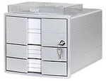 HAN Impuls Schubladenbox PS (Polystyrol) Grau 3 Sch&uuml;be 28 x 36,7 x 23,5 cm DIN A4