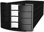 HAN Schubladenmodul PS (Polystyrol) Schwarz 4 Sch&uuml;be 28 x 36,7 x 23,5 cm DIN A4