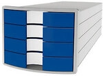 HAN Schubladen-Set PS (Polystyrol) Blau, Hellgrau 4 Sch&uuml;be 28 x 36,7 x 23,5 cm DIN