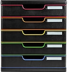 Exacompta Schubladenbox Polystyrol Schwarz 5 Sch&uuml;be 35 x 32 cm DIN A4+ 1010507